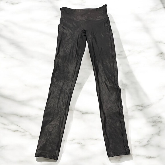 SPANX Pants - Spanx Faux Leather Leggings Women's Black High Waisted‎ Size Large